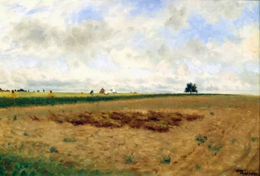 Paysage avec meules de foin