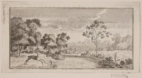 Paysage avec des cerfs