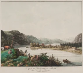Vue de la briqueterie à Miøsen prise de Store Hammer