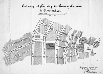 Conception pour une bourse de commerce, Amsterdam, situation. Novembre 1879