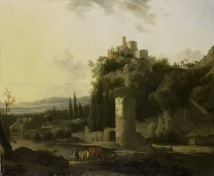 Paysage italien avec tour ronde