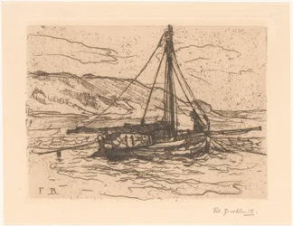 Bateau de crevettes en mer