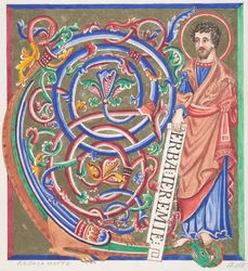 Initiale illuminée et Saint, 1830-62