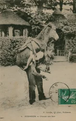 Robinson, Chacun son tour. Jeune homme portant un âne
