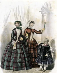 2 femmes avec une fille - dans « Journal des Demoiselles » 1852.
