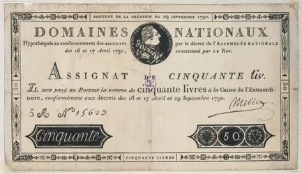 Billet de banque de 50 livres, 29 octobre 1790