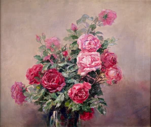 Un bol de roses rouges et roses