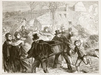 Un enterrement pendant le siège, mars 1871, illustration de l