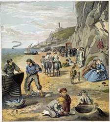 À la plage - dans "Store des petits enfants : en vacances", éd. Hachette, n.d., vers 1900