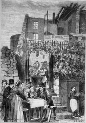 Un restaurant dans les ruines du château de Saint-Cloud pendant le carnaval