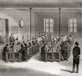 Une station télégraphique à Paris, France vers 1870, des Merveilles de la Science, publié vers 1870 (gravure)