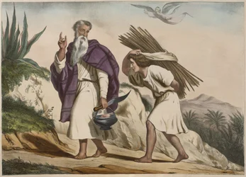 Abraham emmenant Isaac au mont Moriah, illustration d