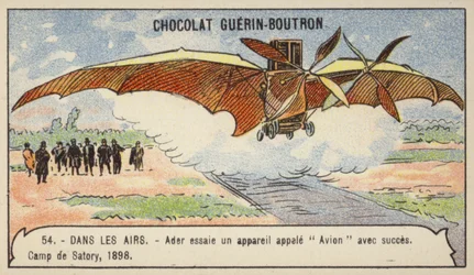 Ader effectuant un vol réussi dans son avion, Camp de Satory, France