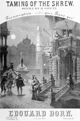 Publicité pour La Mégère apprivoisée par Goetz, 1878