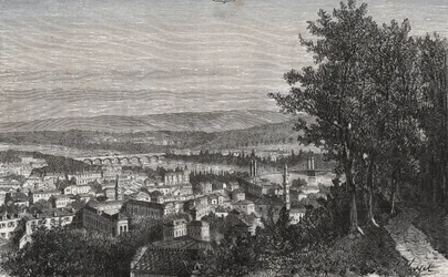 Agen - Lot-et-Garonne - gravure dans "La France illustrée: géographie, histoire, administration statistique" par V.A. Malt-Brown. 1884