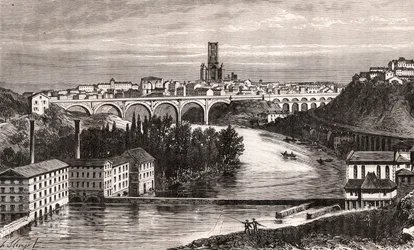 Albi - Languedoc-Roussillon-Midi-Pyrénées - gravure dans «La France illustrée: géographie, histoire, administration statistique» par V.A. Malt-Brown. 1884