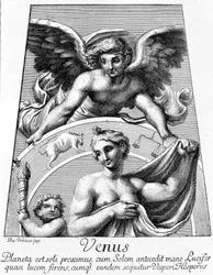Allégorie de la planète Vénus - dans « Les terres du ciel » par Camille Flammarion, éd. Marpon & Flammarion, Paris