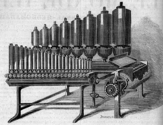 Orgue à vapeur américain. Gravure dans « Le Monde Illustré » n°146 du 28 janvier 1860.