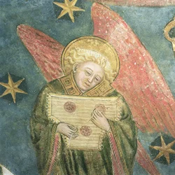 Ange musicien jouant du psaltérion (détail)