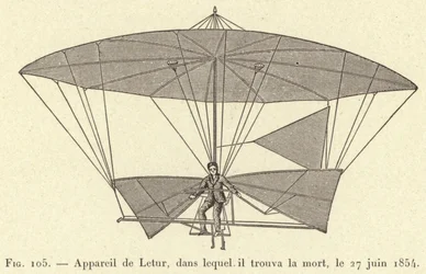 Appareil de Letur, dans lequel il trouva la mort, le 27 juin 1854 (gravure)