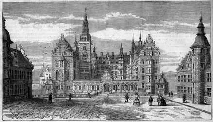 Architecture : vue extérieure du château de Frederiksborg (vers 1625) au Danemark