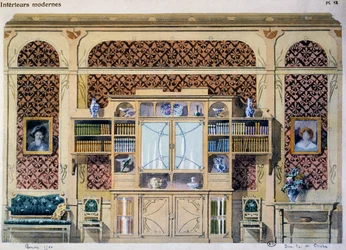 Bibliothèque de style Art nouveau, illustration du magazine Intérieurs Modernes