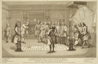 Assemblée de francs-maçons avant l
