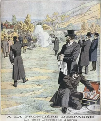 À la frontière espagnole, duel entre Paul Déroulède et Jean Jaurès, illustration du Petit Journal: Supplément illustré, 18 décembre 1904