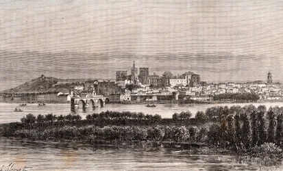 Avignon dans le Vaucluse - gravure dans «La France illustrée: géographie, histoire, administration statistique» par V.A. Malt-Brown. 1884