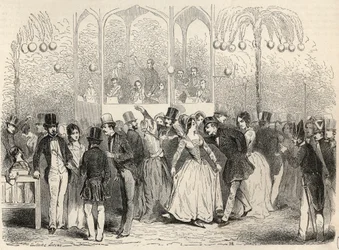 Bal Mabille (établissement de danse et de plaisirs, avenue Montaigne, Paris) Gravure dans « Tableau-de-Paris » par Edmond Texier 1852