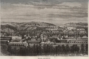 Bar-le-Duc - département de la Meuse - gravure dans "La France illustrée" par V.A. Malt-Brown. 1884