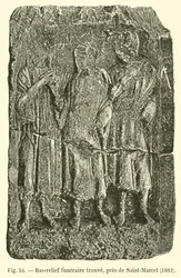 Bas-relief funéraire trouvé, près de Saint-Marcel, 1882