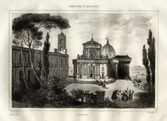 Basilique della Santa Casa - Loreto - Sanctuaire de Lorette - Basilique de Notre-Dame de Lorette - Maison Sainte de Lorette ou Maison de Nazareth - Gravure de « L