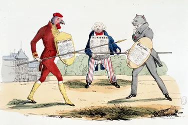 Bataille singulière (duel entre journaux "La Gazette", "Le Moniteur" et "Daily") - dans "La Silhouette"