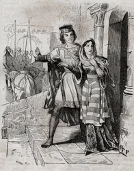 Bertrade de Montfort (1070-1117) reine de France avec Philippe Ier roi de France - dans "Histoire de France" par Anquetil. 19ème siècle