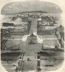 Vue aérienne de la Place de la Concorde, rue Royale avec l