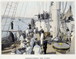 Embarquement de vivres - dans « Album militaire - Marine : La vie à bord »