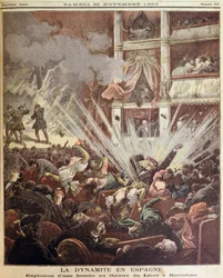 Explosion de bombe au Théâtre du Liceo, Barcelone, illustration du Petit Journal, 25 novembre 1893