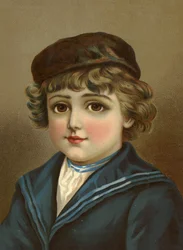 Garçon, aux grands yeux marron, en costume de marin