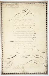 Calligraphie : Pièce de réception datée de 1737 par André François Roland.