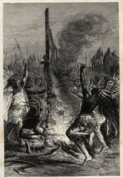 Cannibalisme - Terre de Feu au Chili au XIXe siècle - gravure de "L