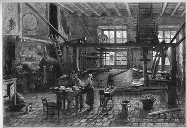 Atelier de canut. Intérieur d