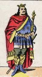 Dynastie carolingienne : Portrait de Charles III le Gros (839-888) roi des Francs de 881 à 887. Imagerie d