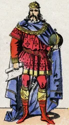 Dynastie carolingienne : Portrait de Charles, dit le Grand ou Charlemagne (Carolus Magnus, 742-814) empereur de 800 à 814. Imagerie d