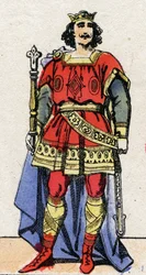 Dynastie carolingienne : Portrait de Louis II le Bègue (846-879), Roi des Francs de 877 à 879. Imagerie d