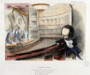 Caricature sur Victor Hugo et le théâtre - lithographie