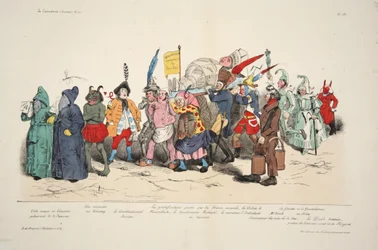 Cérémonie des Cendres Politiques, de La Caricature, pub. 1833 (lithographie colorée à la main)
