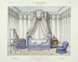 Chambre de Jeune Fille, from Le Garde-Meuble, Pub. Paris, c.1890 (colour litho)