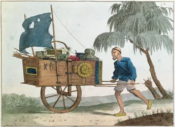 Paysanne chinoise avec une brouette à voile, 1811