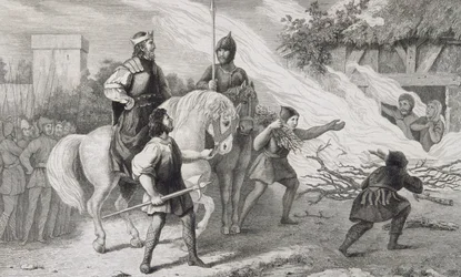 Chlotaire I (497-561) brûle son fils rebelle et sa famille, de 